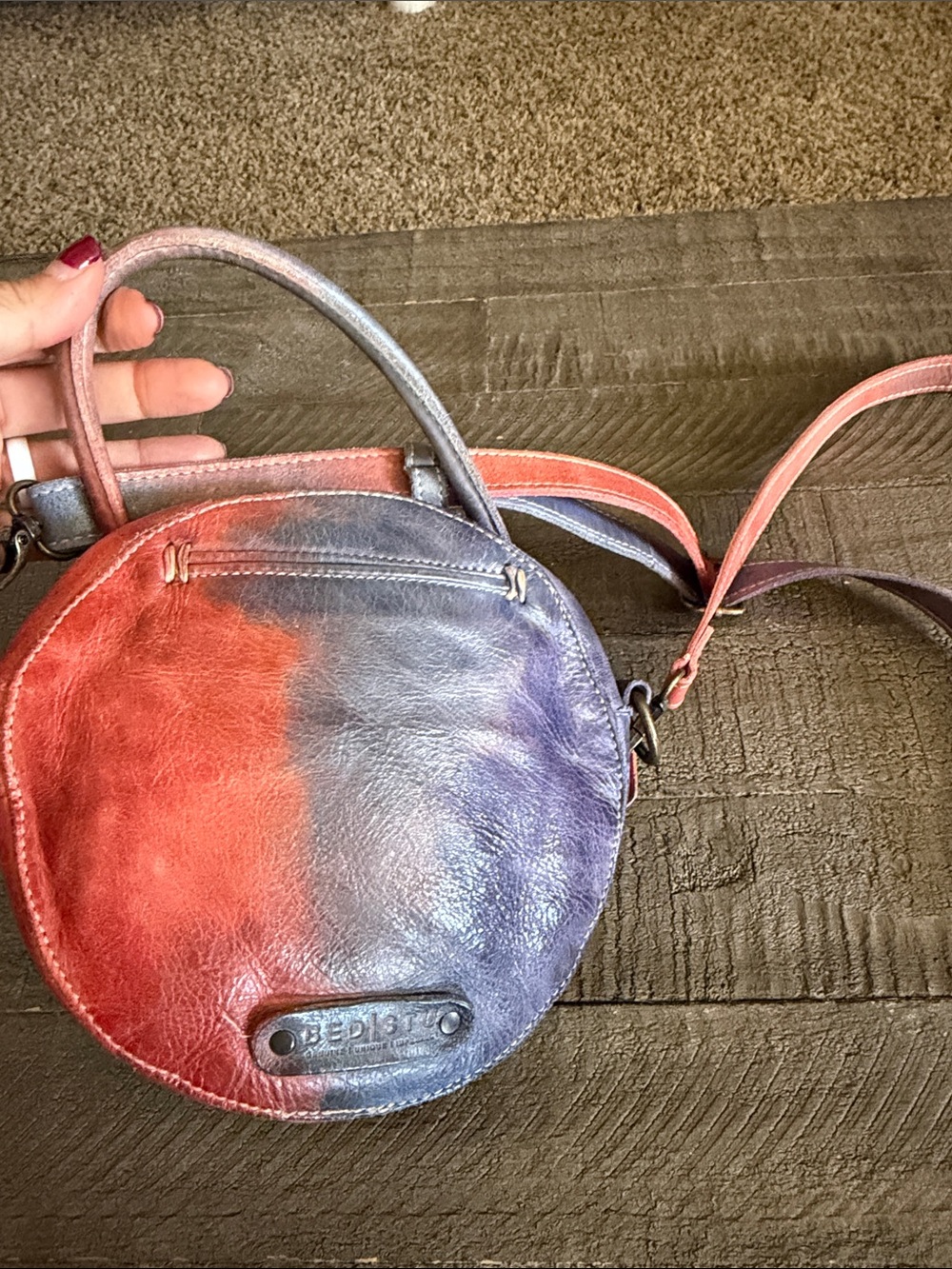 Bed Stu Cotton Candy Tie Dye Leather Arenfield crossbody bag - Picture 11 of 12